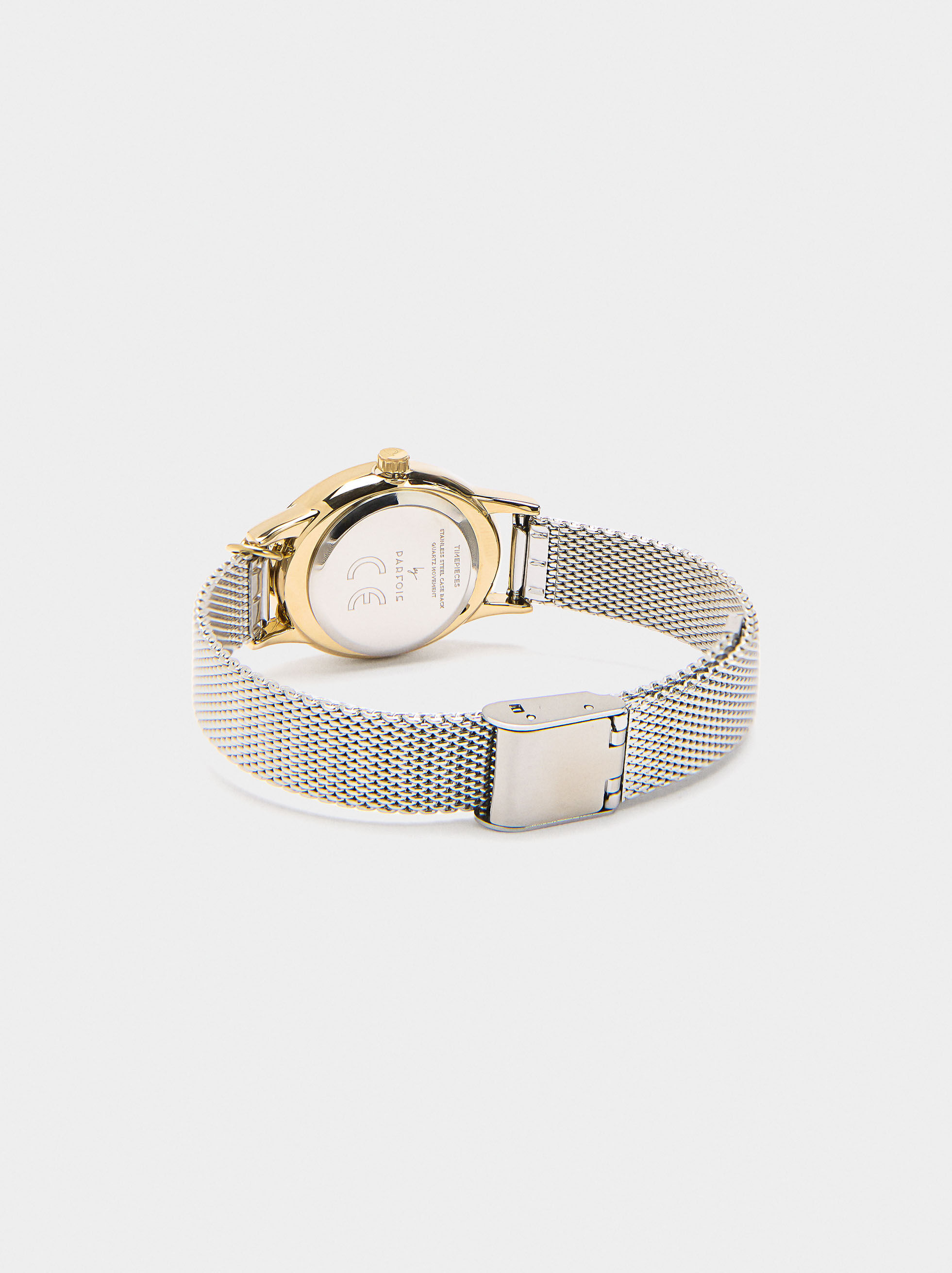 Metallfjädrad armbandsur med charm