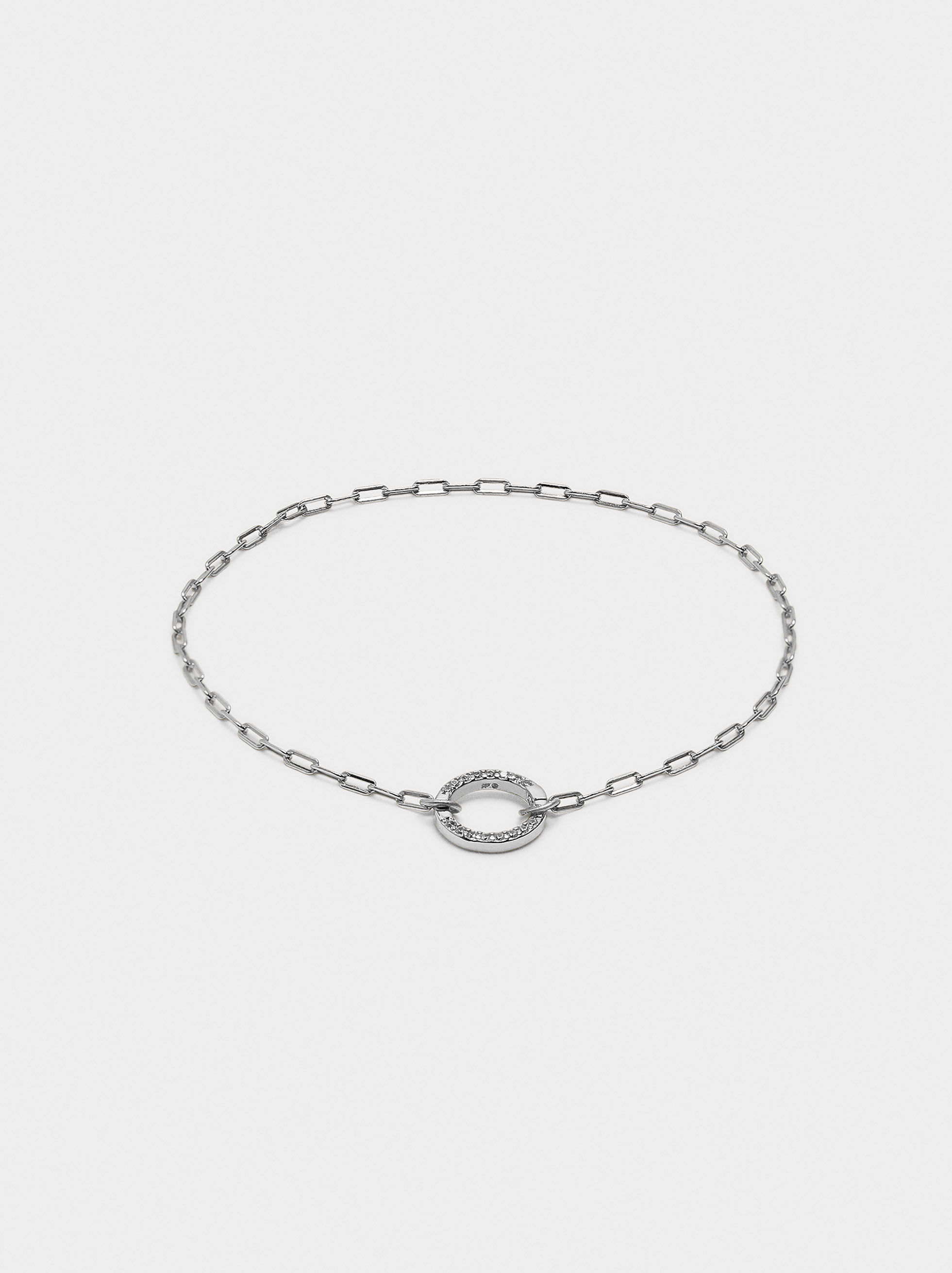 Länkarmband med hängslen med zirkonier - 925 sterling silver