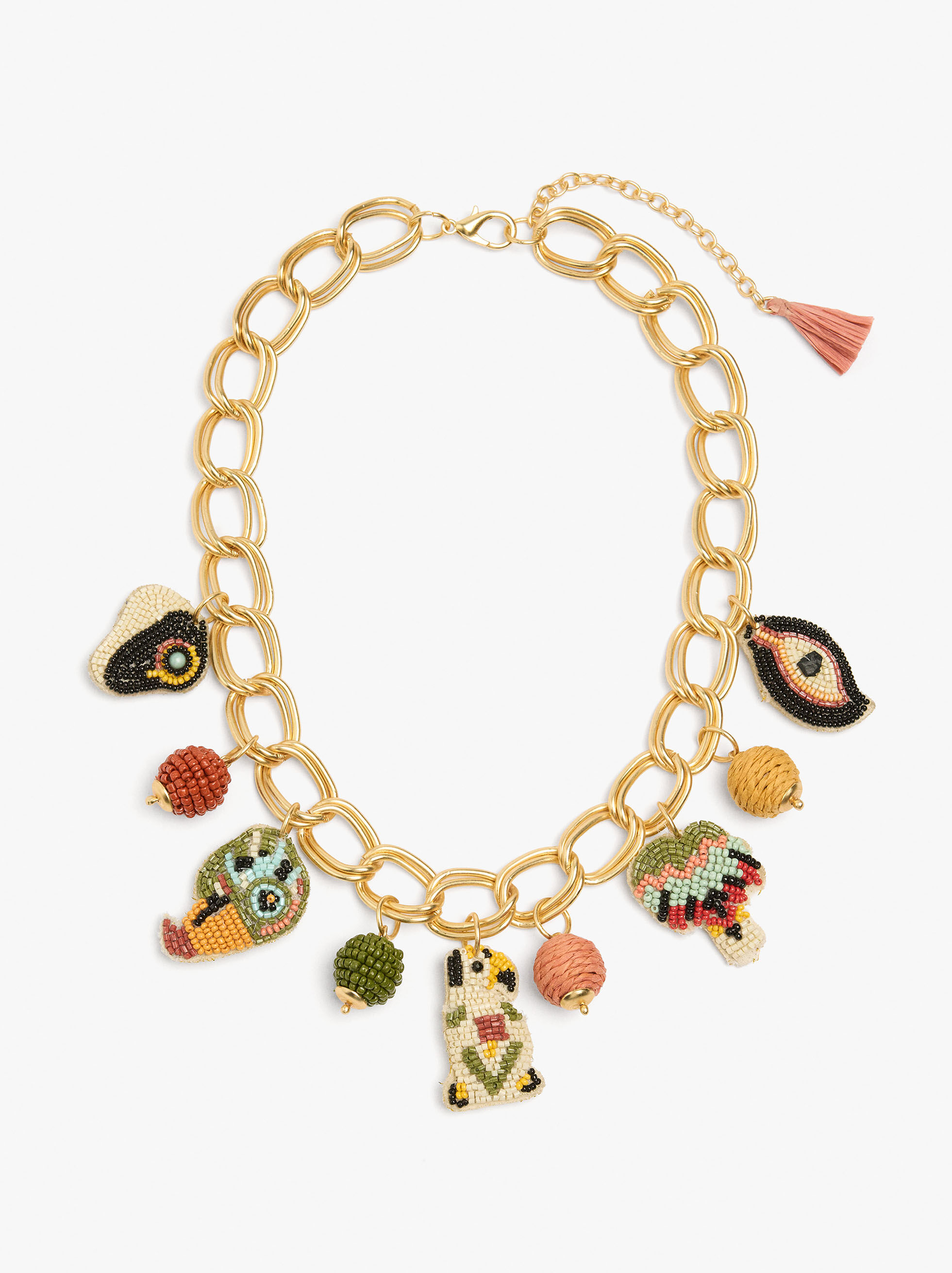 Dubbla fäste halsband med flerfärgade nötklipp