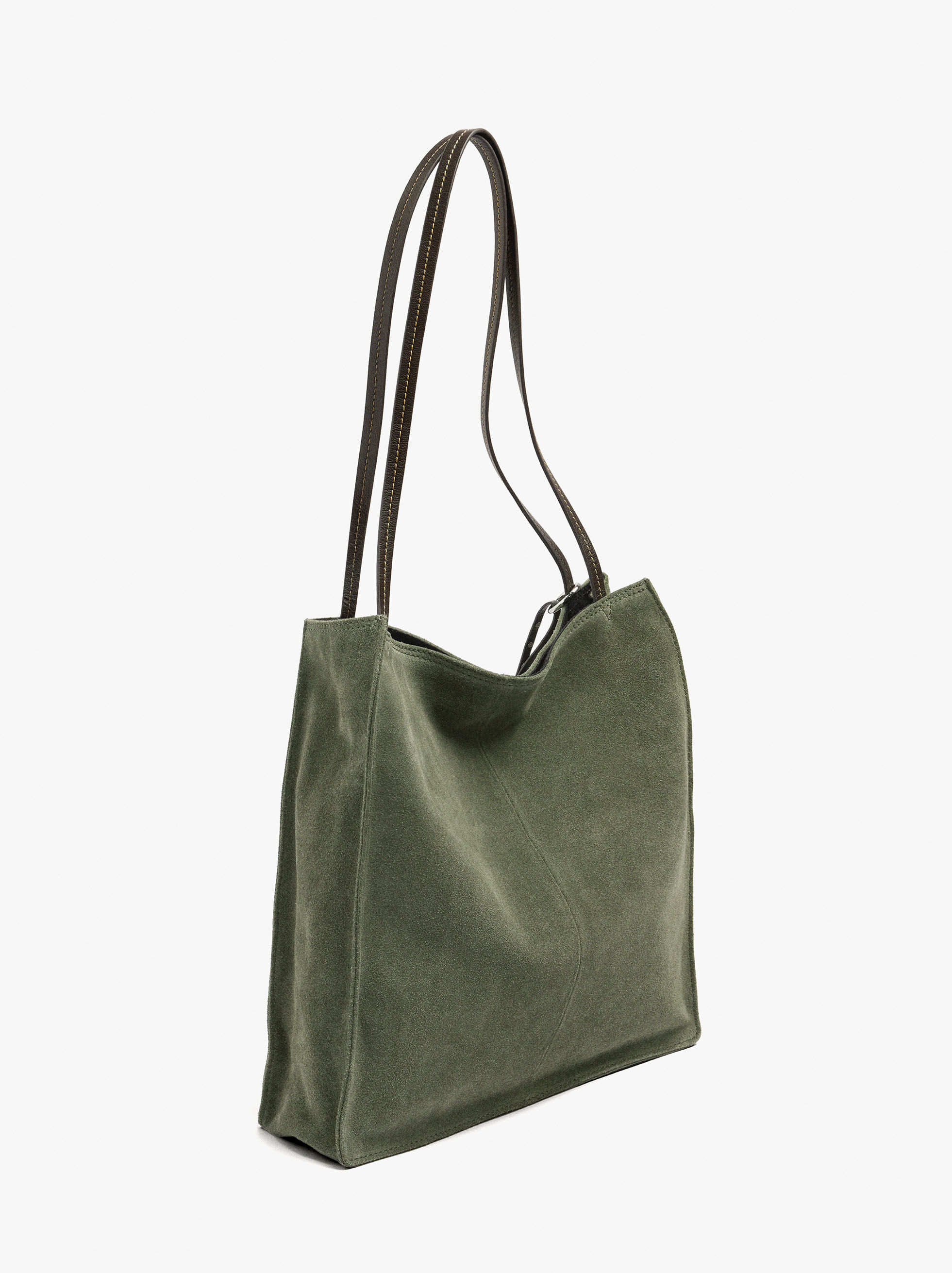Mala shopper i skinn med rektangulär form