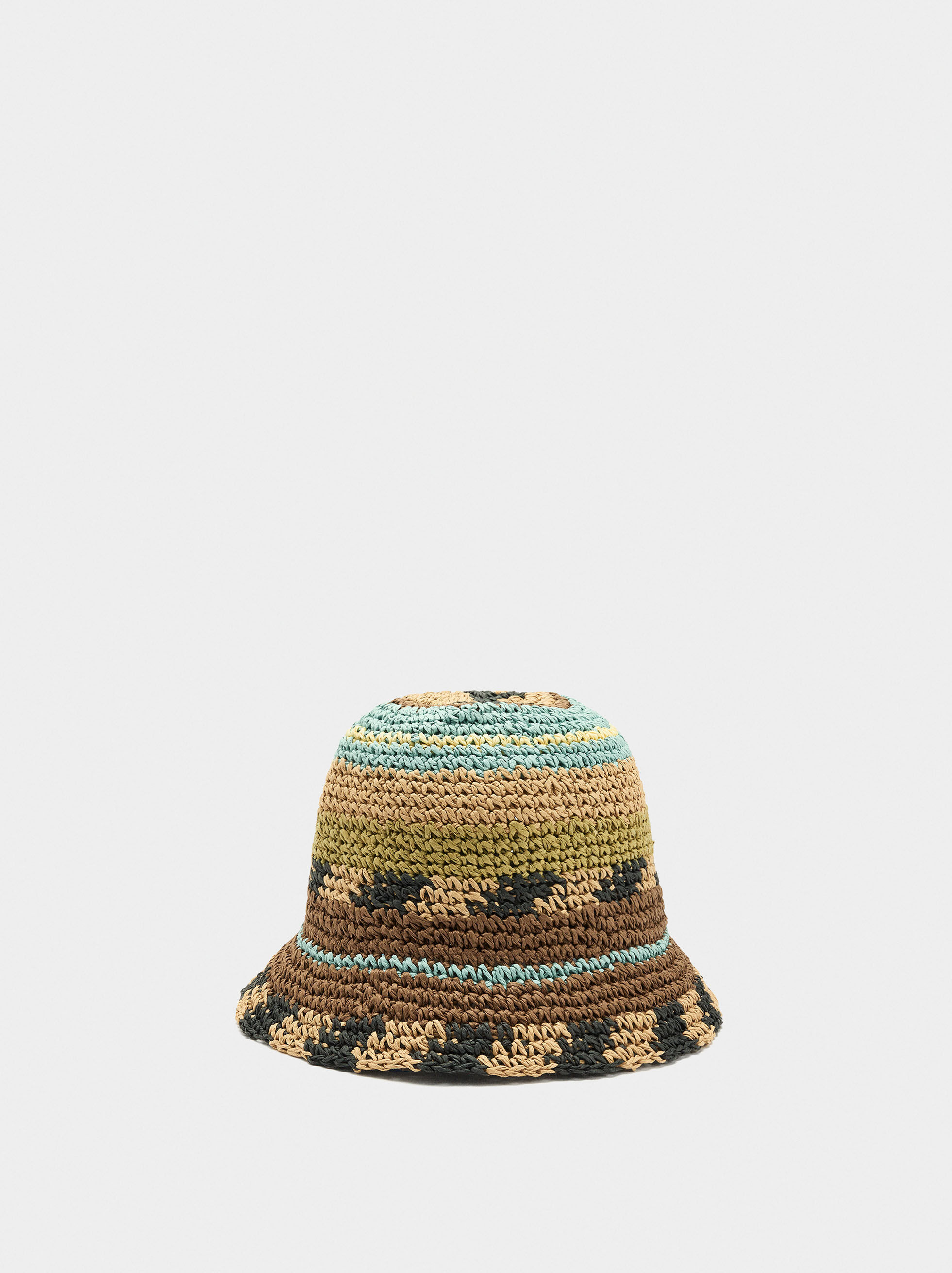 Buckethatt i flera färger med halm-effekt
