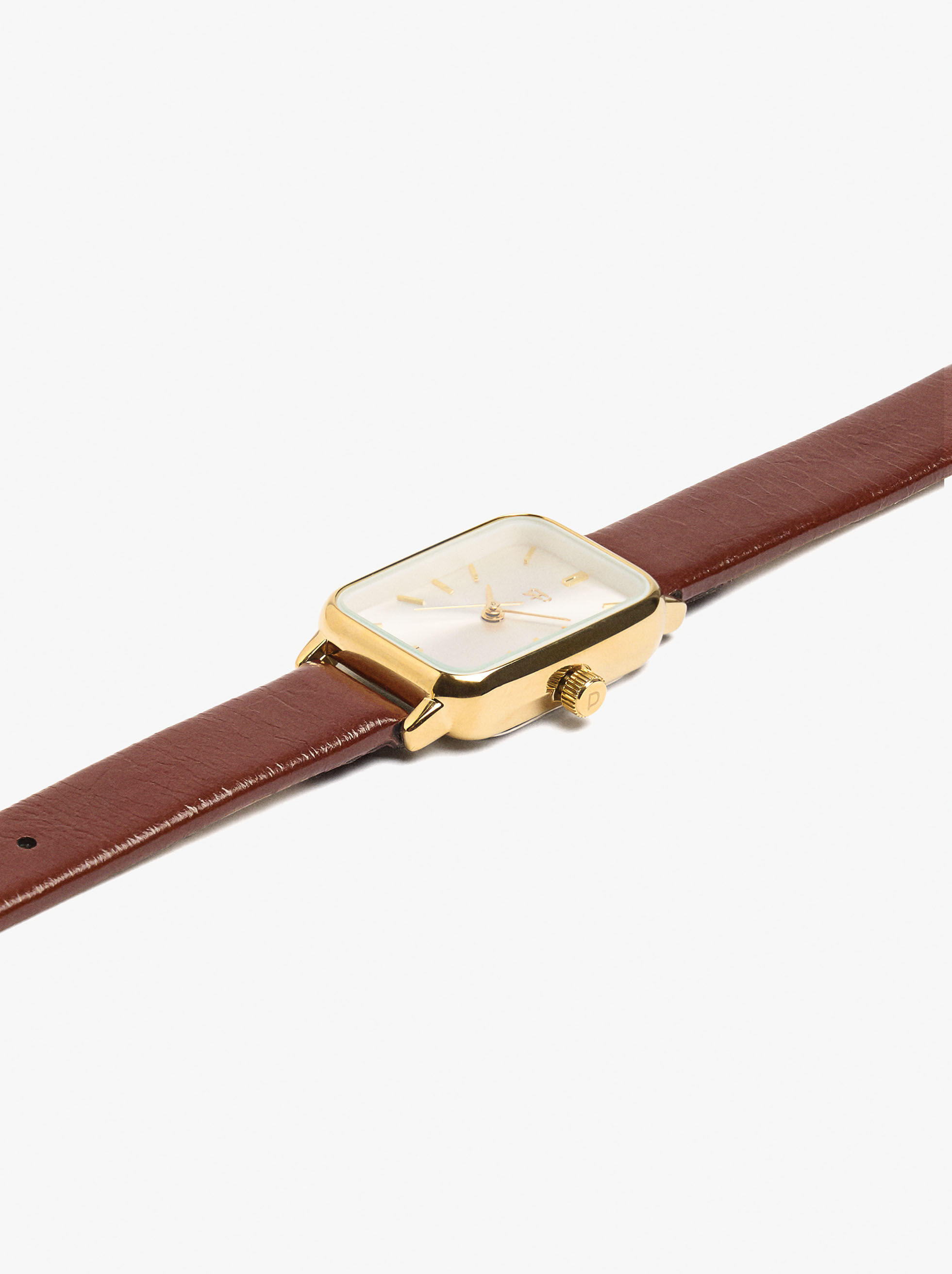 Rektangulär ur med läderarmband